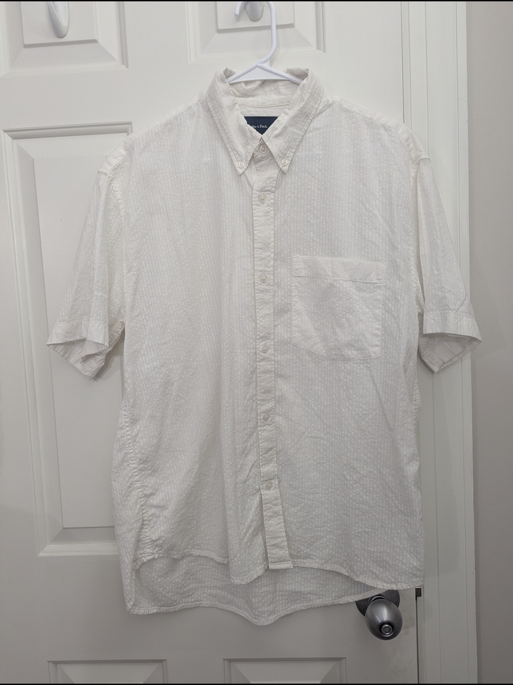 Abercrombie & Fitch White Short-Sleeve Button-Down Shirt